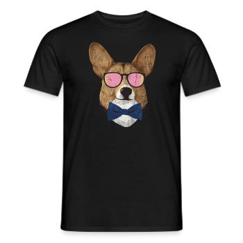 Corgi Hipster - Männer T-Shirt - Schwarz - Vorne - AI Model Male 178 light (178cm)