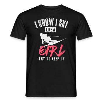 je sais que j'aime une fille qui essaie de suivre - T-shirt homme - noir - Devant - AI Model Male 178 light (178cm)
