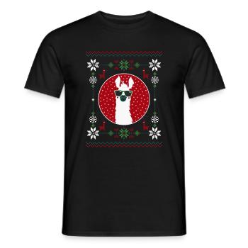 UGLY SWEATER LLAMA COLOR PNG - Men's T-Shirt - black - Front - AI Model Male 178 light (178cm)