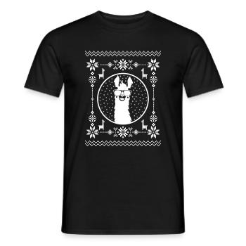 UGLY SWEATER LLAMA WHITE PNG - Men's T-Shirt - black - Front - AI Model Male 178 light (178cm)