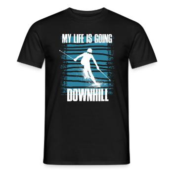 my life is going downhill skiing, skiing, skiing - Men's T-Shirt - black - Front - AI Model Male 178 light (178cm)