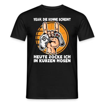 Die Sonne Scheint Heute Zocke Ich In Kurzen Hosen - Männer T-Shirt - Schwarz - Vorne - AI Model Male 178 light (178cm)