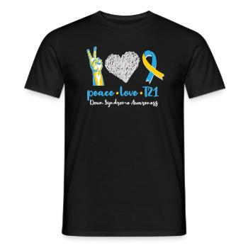 Peace Love T21 Sensibilisation au syndrome de Down Sped Teache - T-shirt homme - noir - Devant - AI Model Male 178 light (178cm)