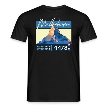 Matterhorn Zermatt Schweizer Berg Retro Low Poly - Men's T-Shirt - black - Front - AI Model Male 178 light (178cm)