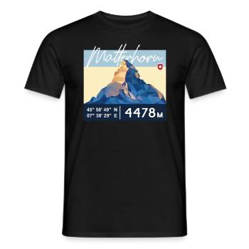 Matterhorn Zermatt Schweizer Berg Retro Low Poly - Men's T-Shirt - black - Front - AI Model Male 178 light (178cm)