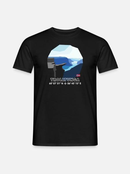 Low Poly Trolltunga Fels Norwegen Flagge Souvenir - Männer T-Shirt - Schwarz