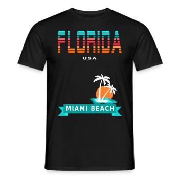 Florida USA - Miami Beach /Palmiers Soleil Vintage - T-shirt homme - noir - Devant - AI Model Male 178 light (178cm)