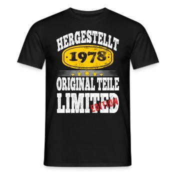 Hergestellt 1978 - Männer T-Shirt - Schwarz - Vorne - AI Model Male 178 light (178cm)