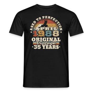 April 1988 - 35 Jahre alt - 35. Geburtstag - Männer T-Shirt - Schwarz - Vorne - AI Model Male 178 light (178cm)