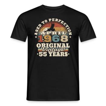 April 1968 - 55 Jahre alt - 55. Geburtstag - Männer T-Shirt - Schwarz - Vorne - AI Model Male 178 light (178cm)