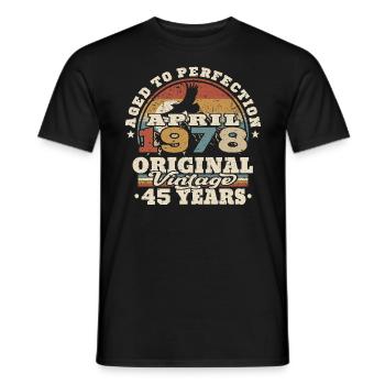 April 1978 - 45 Jahre alt - 45. Geburtstag - Männer T-Shirt - Schwarz - Vorne - AI Model Male 178 light (178cm)