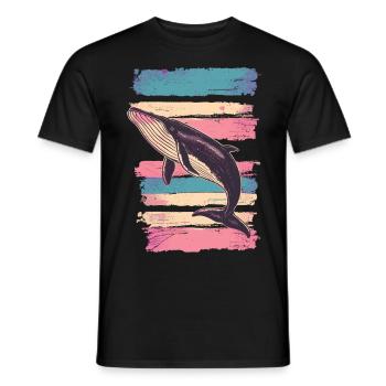 Whale humpback whale vintage stripe - Men's T-Shirt - black - Front - AI Model Male 178 light (178cm)