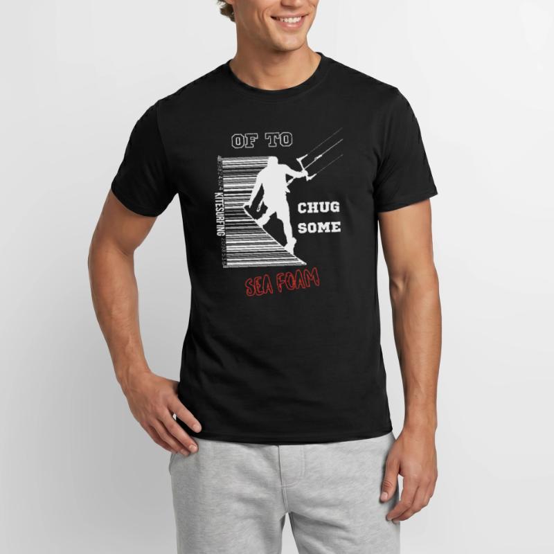 Conception de code-barres de kitesurf avec twist, anglais T-shirt homme