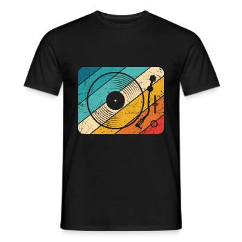 Vinly Plattenspieler Schallplatte LP Musik Motiv L - Männer T-Shirt - Schwarz - Vorne - AI Model Male 178 light (178cm)