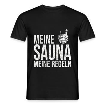 Sauna Meine Regeln Aufguss - Männer T-Shirt - Schwarz - Vorne - AI Model Male 178 light (178cm)