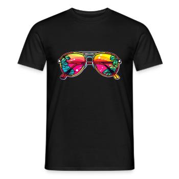 Tropical sunglasses design with palm leaf - Men's T-Shirt - black - Front - AI Model Male 178 light (178cm)