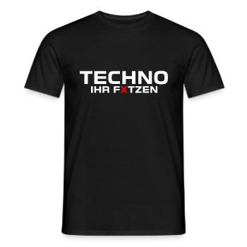 techno ihr fxtzen weiss - Männer T-Shirt - Schwarz - Vorne - AI Model Male 178 light (178cm)