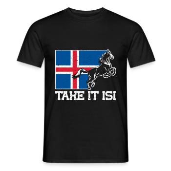 Islandpferde Take it Isi Islandflagge Geschenk - Männer T-Shirt - Schwarz - Vorne - AI Model Male 178 light (178cm)