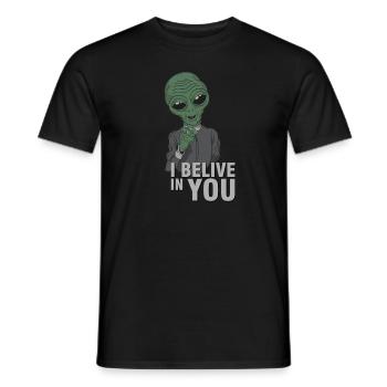 Extraterrestre je crois en toi - T-shirt homme - noir - Devant - AI Model Male 178 light (178cm)