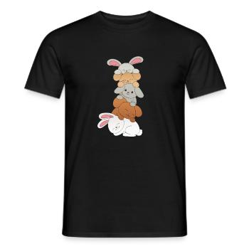 Cute Rabbit Rabbit Family - Men's T-Shirt - black - Front - AI Model Male 178 light (178cm)