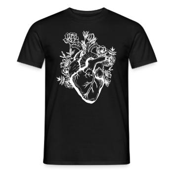 Coeur et fleurs - T-shirt homme - noir - Devant - AI Model Male 178 light (178cm)