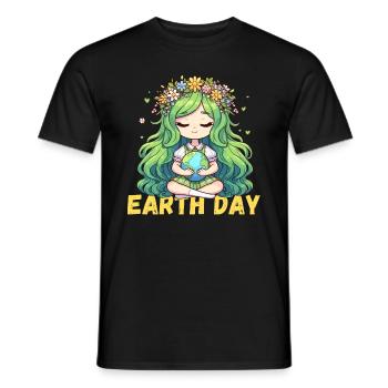 Happy Earth Day Mother Earth Environment Nature Globe - Men's T-Shirt - black - Front - AI Model Male 178 light (178cm)