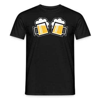 2 chopes à bière bavaroise Prosten (chopes à bière / 3C) - T-shirt homme - noir - Devant - AI Model Male 178 light (178cm)