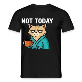 Cat "not today" - Men's T-Shirt - black - Front - AI Model Male 178 light (178cm)