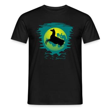 Pferd vor Mond - perfektes Pferde oder Lama Motiv - Männer T-Shirt - Schwarz - Vorne - AI Model Male 178 light (178cm)