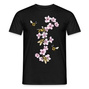 Abeilles aux fleurs de cerisier - T-shirt homme - noir - Devant - AI Model Male 178 light (178cm)