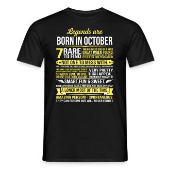 Legends Are Born In October - Men's T-Shirt - black - Front - AI Model Male 178 light (178cm)