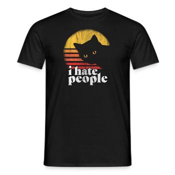 i hate people cat gift - Men's T-Shirt - black - Front - AI Model Male 178 light (178cm)