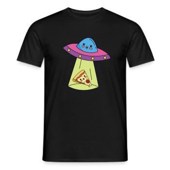 Ufo Pizza Comic Filles mignonnes mecs - T-shirt homme - noir - Devant - AI Model Male 178 light (178cm)