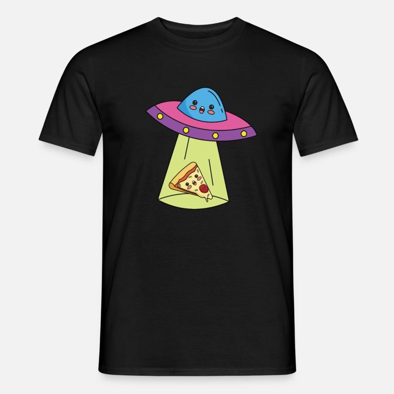 Ufo Pizza Comic Filles mignonnes mecs - T-shirt homme - noir