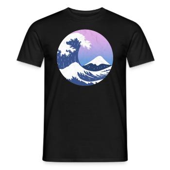 The Great Wave Off Kanagawa Aesthetic Japanese - Men's T-Shirt - black - Front - AI Model Male 178 light (178cm)