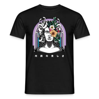 Les amateurs de Vaporwave Aesthetic Medusa Otaku Japan - T-shirt homme - noir - Devant - AI Model Male 178 light (178cm)