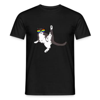 Cat Love Gay and Lesbian LGBT Pride - Men's T-Shirt - black - Front - AI Model Male 178 light (178cm)