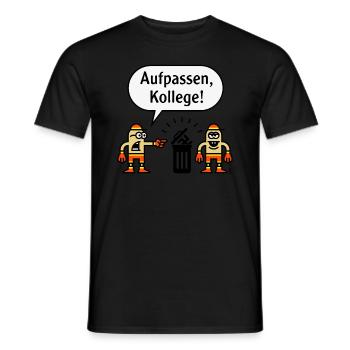 Aufpassen, Kollege! (Karikatur Gegen Rechts / PNG) - Männer T-Shirt - Schwarz - Vorne - AI Model Male 178 light (178cm)