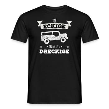Der Eckige muss ins Dreckige Geländewagen Offroad - Männer T-Shirt - Schwarz - Vorne - AI Model Male 178 light (178cm)