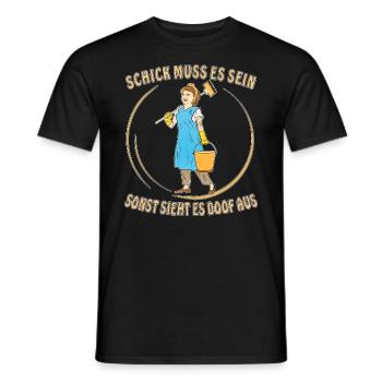 FRAU PUTZEN SCHICK MUSS ES SEIN - Männer T-Shirt - Schwarz - Vorne - AI Model Male 178 light (178cm)