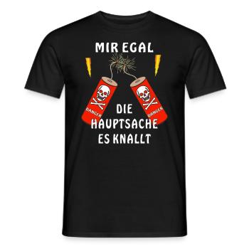 BÖLLER MIR EGAL DIE HAUPTSACHE ES KNALLT - Männer T-Shirt - Schwarz - Vorne - AI Model Male 178 light (178cm)