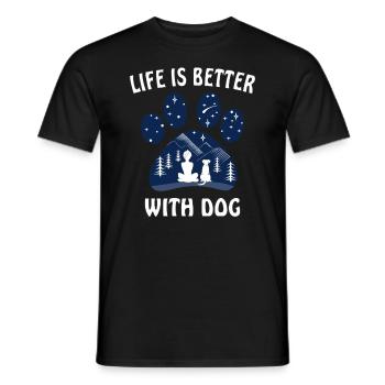 LA VIE DE L'EMPREINTE DU CHIEN EST MEILLEURE AVEC LE CHIEN - T-shirt homme - noir - Devant - AI Model Male 178 light (178cm)