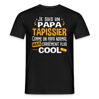 Tapissier. Cadeau papa métier chaise canapé cuir - T-shirt homme - noir - Devant - AI Model Male 178 light (178cm)