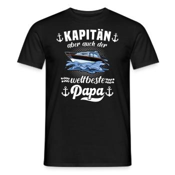 Kapitän Papa Boot Motorboot - Männer T-Shirt - Schwarz - Vorne - AI Model Male 178 light (178cm)