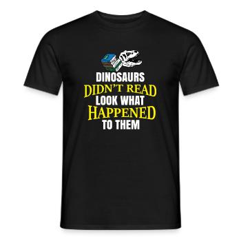 Les dinosaures lire livres drôle bibliothèque - T-shirt homme - noir - Devant - AI Model Male 178 light (178cm)