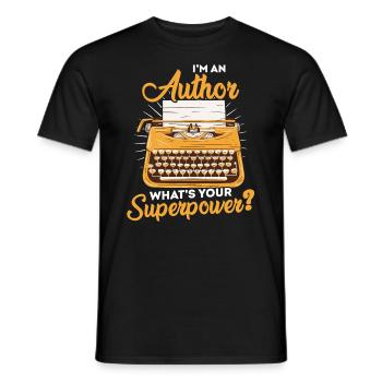 Ich Bin Ein Autor, Was Ist Deine Superkraft? - Männer T-Shirt - Schwarz - Vorne - AI Model Male 178 light (178cm)