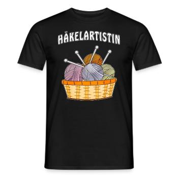 WOLLE HÄKELARTISTIN - Männer T-Shirt - Schwarz - Vorne - AI Model Male 178 light (178cm)