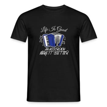 Akkordeon Ziehharmonika Handharmonika Musik - Männer T-Shirt - Schwarz - Vorne - AI Model Male 178 light (178cm)