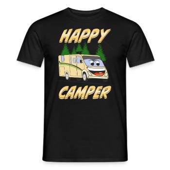 CAMBINGMOBIL HAPPY CAMPER - T-shirt homme - noir - Devant - AI Model Male 178 light (178cm)