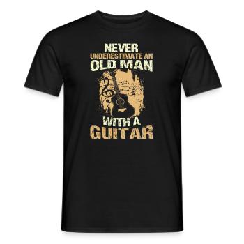 Never Underestimate an Old Man With A Guitar - Men's T-Shirt - black - Front - AI Model Male 178 light (178cm)